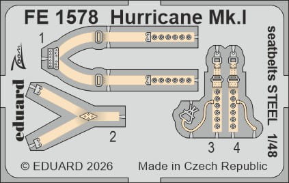 Go to product Eduard FE1578 - 1:48 Hurricane Mk.I seatbelts - Steel