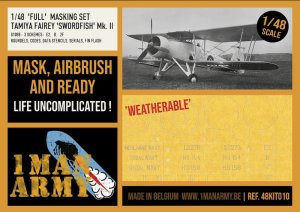 1 Man Army 48KIT010 - 1:48 Fairey Swordfish Mk. II Full Masking Set - Tamiya
