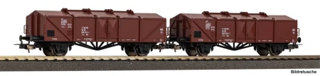 Piko 28331 H0 - Zestaw 2 wagonów towarowych z klapami typu Kmm, DR