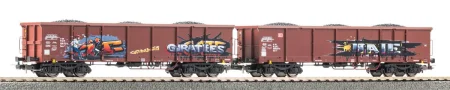 Piko 28338 H0 - Zestaw 2 wagonów węglarek typu Eaos z graffiti, DB AG
