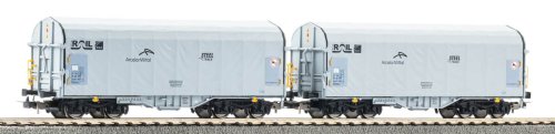 Go to product Piko 28344 H0 - Set of two ATIR Rail sliding tarpaulin wagons, era VI