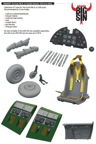 Go to product Eduard SIN648152 - 1:48 Hurricane Mk.IIc w/ rounded exhausts