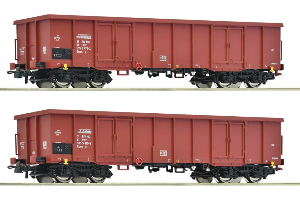 Roco 6600171 H0 - Zestaw 2 wagonów węglarek typu Eaos, PKP, ep.IV