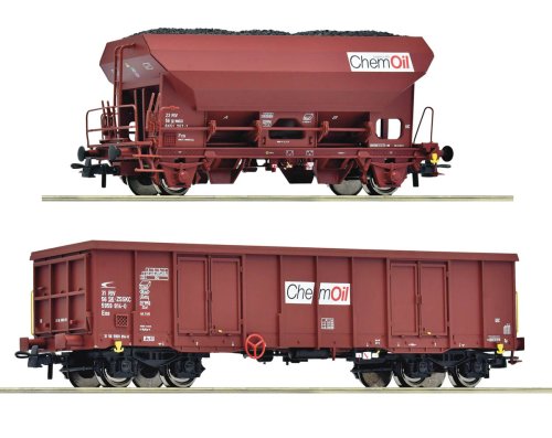 Go to product Roco 6600221 H0 - Set of two Chemoil freight wagons Eas and Fcs, era VI