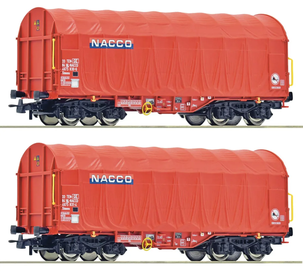 Roco 6600226 H0 - Zestaw 2 wagonów towarowych z plandeką typu Shimmns, Nacco, ep.VI