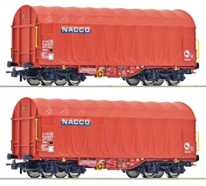 Roco 6600226 H0 - Set of 2 Shimmns sliding tarpaulin freight wagons Nacco epoch VI