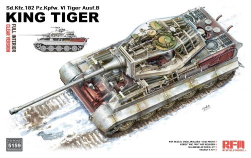 Go to product Preorder - Rye Field Model 5159 - 1:35 Sd.Kfz. 182 Pz.Kpfw. VI Tiger Ausf. B King Tiger Full Interior / Clear Version