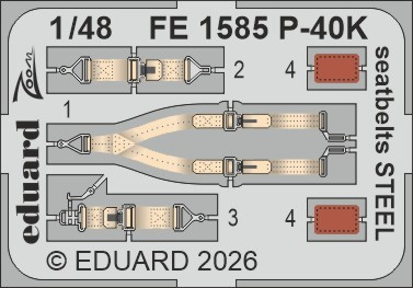 Go to product Eduard FE1585 - 1:48 P-40K seatbelts - Steel