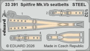Eduard 33391 - 1:32 Spitfire Mk.Vb seatbelts - Steel