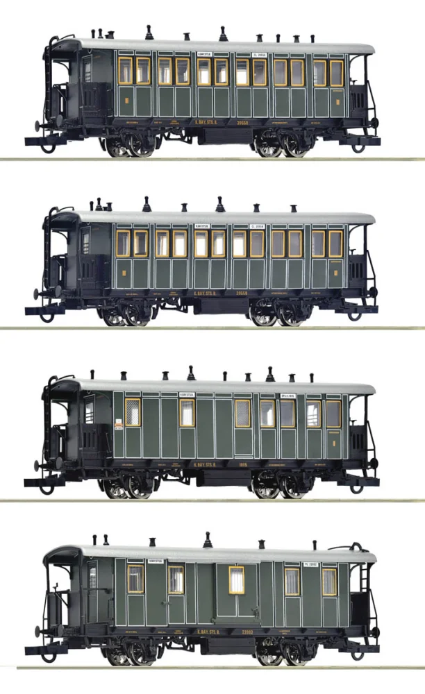 Roco 6200197 H0 - Zestaw 4 wagonów osobowych K.Bay.Sts.B., ep.I