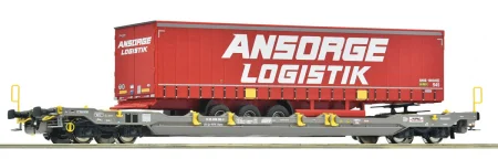 Roco 6600222 H0 - Wagon platforma typu Sdgnss/T5 z naczepą, Hupac, ep.VI