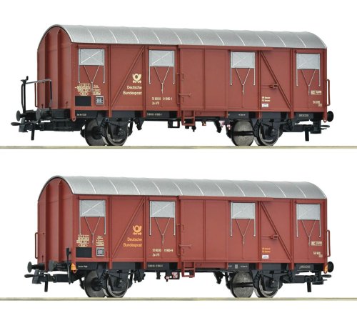 Go to product Roco 6600248 H0 - Set of two Post 2s-t/11 Deutsche Bundespost mail wagons, era IV