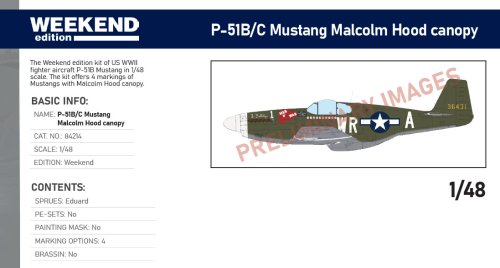 Go to product Pre-order - Eduard 84214 - 1:48 P-51B Mustang Malcolm Hood canopy