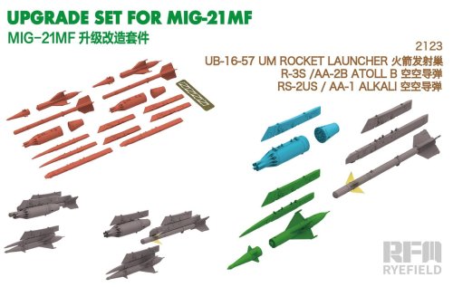 Go to product Pre-order - Rye Field Model 2123 - 1:48 MiG-21MF UB-16-57 UM Rocket Launcher,  R-3S /AA-2B ATOLL B, RS-2US / AA-1 ALKALI 3D print