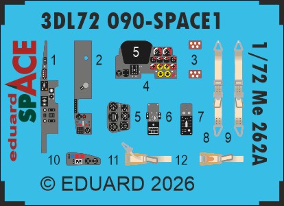 Go to product Eduard 3DL72090 - 1:72 Me 262A Space 3D Decals