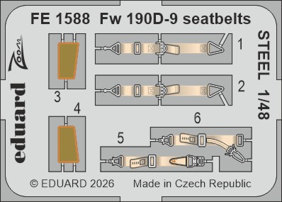 Go to product Eduard FE1588 - 1:48 Fw 190D-9 seatbelts - Steel