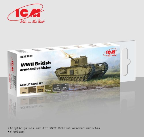 Go to product ICM 3099 - WWII British Armored Vehicles paint set