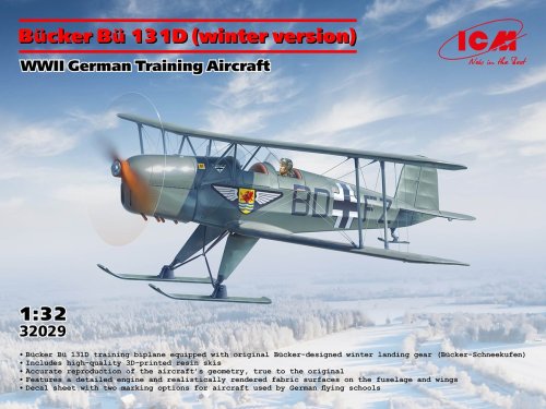 Go to product ICM 32029 - 1:32 Bucker Bu 131D Winter Version WWII German Training Aircraft