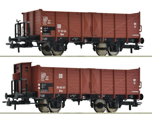Go to product Roco 6600253 H0 - Set of 2 open goods wagons type Omu, DR, Era III