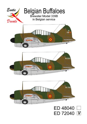 Go to product Exotic Decals 72040 - 1:72 Belgian Buffaloes - Brewster Model 339B in Belgian Service