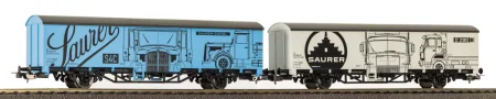 Piko 27747 H0 - Zestaw 2 wagonów towarowych krytych Saurer, SBB, ep.V