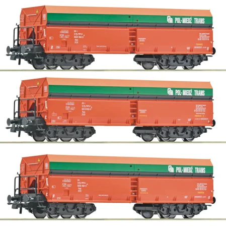 Roco 6600218 H0 - Zestaw 3 wagonów towarowych samowyładowczych typu Fals, Pol-Miedź Trans, ep.VI