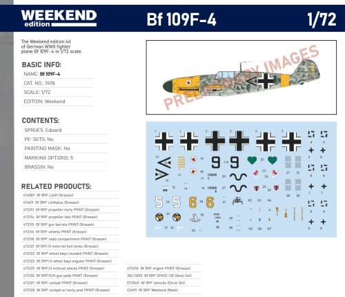Go to product Pre-order - Eduard 7478 - 1:72 Bf 109F-4