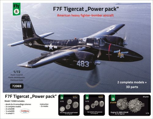Go to product Fly 72069 - 1:72 F7F Tigercat Power Pack American Heavy Fighter-Bomber Aircraft - 2 Kits + 3D Parts