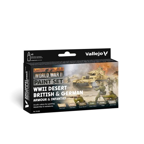 Go to product VALLEJO 70208 - WWII Desert British & German Armour & Infantry - Paint Set