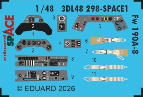 Go to product Eduard 3DL48298 - 1:48 Fw 190A-8 3D decals Space