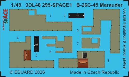 Go to product Eduard 3DL48295 - 1:48 B-26C-45 Marauder cockpit insulation & armour plates 3D decals Space