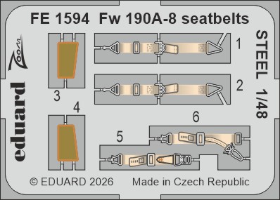 Go to product Eduard FE1594 - 1:48 Fw 190A-8 seatbelts Steel