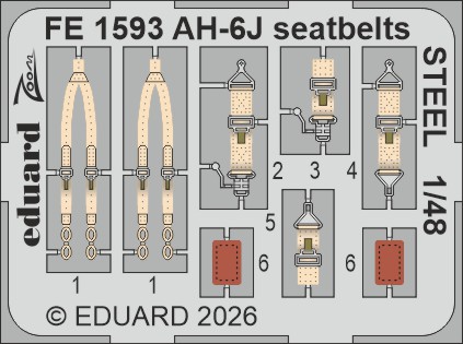 Go to product Eduard FE1593 - 1:48 AH-6J seatbelts Steel