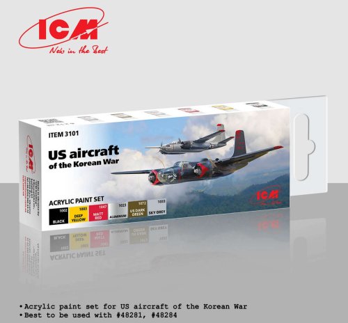Go to product ICM 3101 - US Aircraft of the Korean War paints set