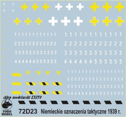 Go to product TORO MODEL 72D23 - 1:72 German tactical markings - September 1939