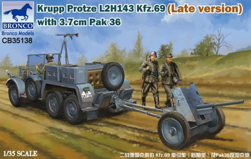 Go to product BRONCO CB 35138 - 1:35 Krupp Protze L2H143 Kfz.69 (Late version) with 3.7cm Pak 36