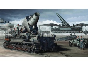 TRUMPETER 00208 - 1:35 Morser Karl-Gerat 040/041 (Initial Version) on railway transport carrier