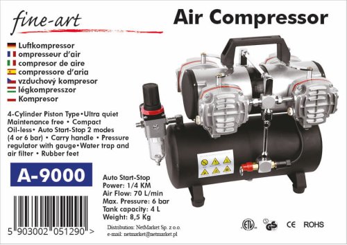 Go to product FINE-ART FA-A9000 4 cyl. Compressor with air tank.
