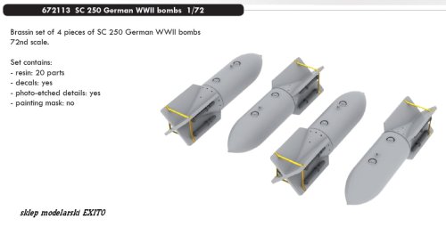 Go to product EDUARD 672113 - 1:72 SC 250 German WWII bombs