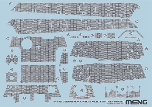 Go to product MENG MODEL SPS039 - 1:35 German Heavy Tank Sd.Kfz.182 King Tiger Zimmerit Decal