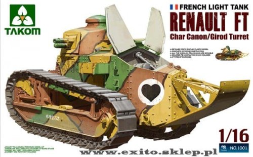Go to product TAKOM 1001 - 1:16 Renault FT-17 Char Cannon / Girod Turret - French Light Tank