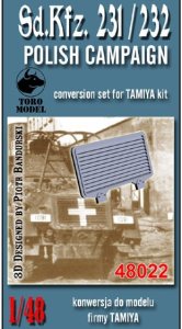TORO MODEL 48022 - 1:48 Wrzesień 1939 - Sd.Kfz. 231/232 - Tylna żaluzja osłony silnika bez uchwytu na koło zapasowe