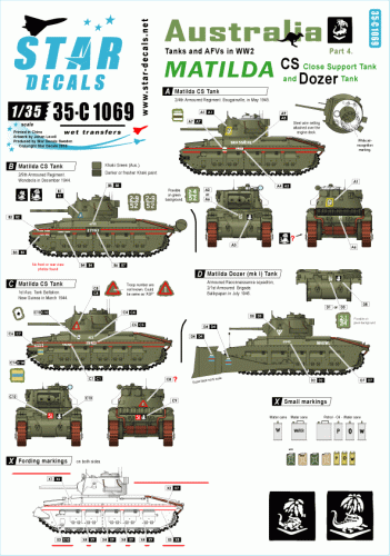 Go to product STAR DECALS 35-C1069 - 1:35 Australian Matilda. Matilda Close Support and Dozer tank.