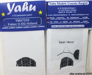 YAHU YMA7232 - 1:72 Fokker DXXI Dutch - Instrument Panel