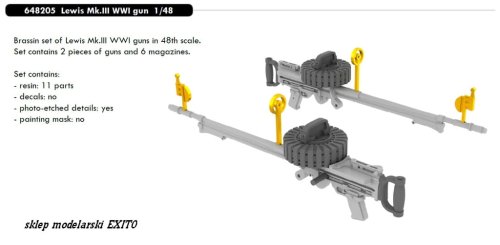 Go to product EDUARD 648205 - 1:48 Lewis Mk.III WWI gun