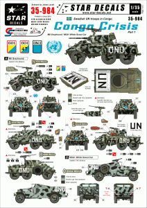 STAR DECALS 35-984 - 1:35 Congo Crisis in 1960s. Swedish UN Greyhound and White Scout Car.