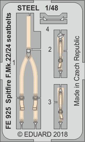 Go to product EDUARD FE925 - 1:48 Spitfire F.Mk.22/24 seatbelts - Steel