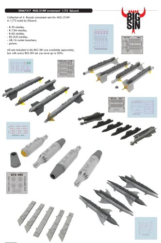 Go to product EDUARD SIN67217 - 1:72 MiG-21MF armament
