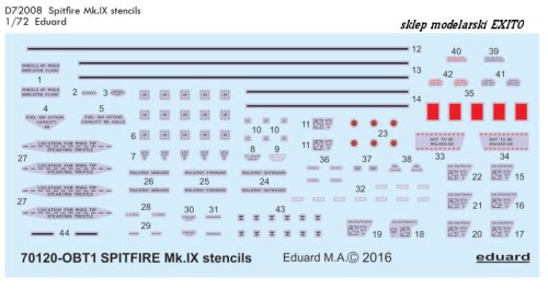 Go to product EDUARD D72008 - 1:72 Spitfire Mk.IX stencils
