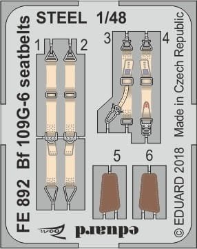 Go to product EDUARD FE892 - 1:48 Bf 109G-6 seatbelts - Steel